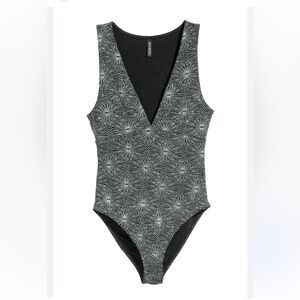 ✨ H&M Black and Silver Glittery Bodysuit - Size XS